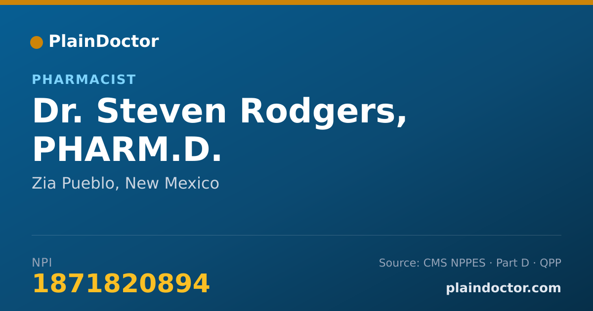 Shareable card for Steven Rodgers, PHARM.D. - Pharmacist, Zia Pueblo, NM