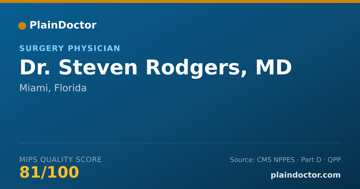 Shareable card for Steven Rodgers, MD - Surgery Physician, Miami, FL