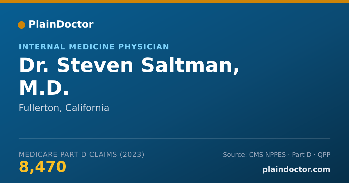 Shareable card for Steven Saltman, M.D. - Internal Medicine Physician, Fullerton, CA
