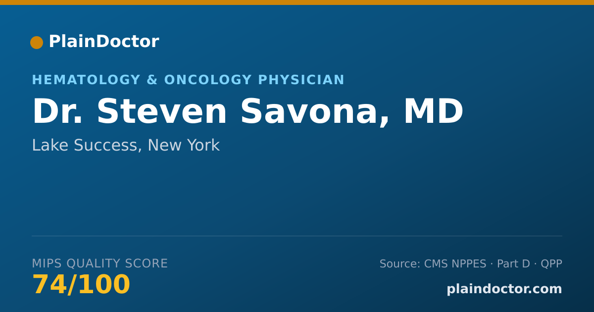 Shareable card for Steven Savona, MD - Hematology & Oncology Physician, Lake Success, NY