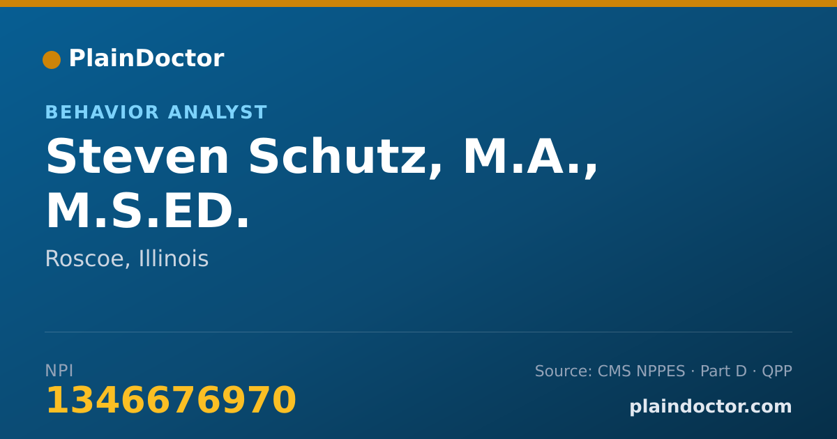 Shareable card for Steven Schutz, M.A., M.S.ED. - Behavior Analyst, Roscoe, IL