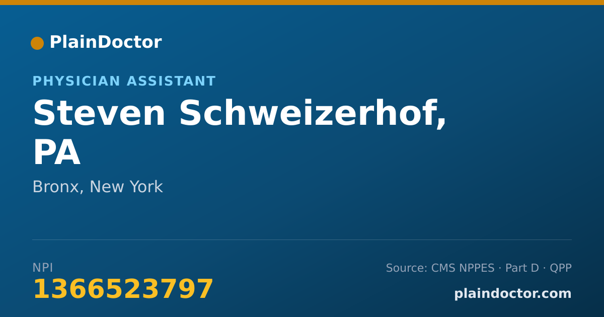Shareable card for Steven Schweizerhof, PA - Physician Assistant, Bronx, NY