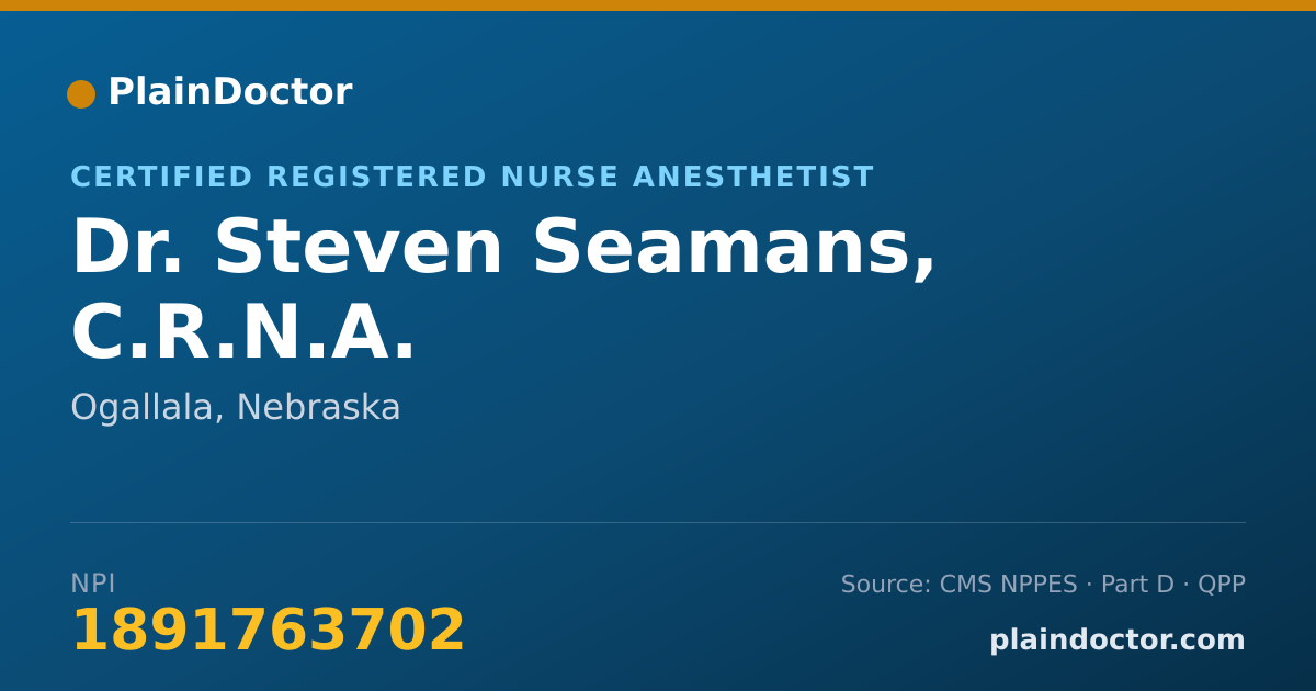 Shareable card for Steven Seamans, C.R.N.A. - Certified Registered Nurse Anesthetist, Ogallala, NE