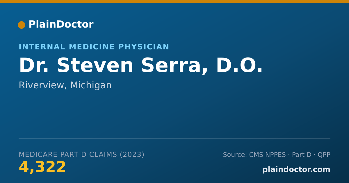Shareable card for Steven Serra, D.O. - Internal Medicine Physician, Riverview, MI
