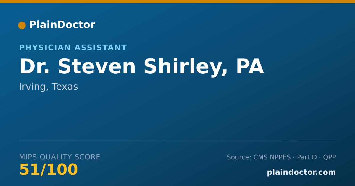 Shareable card for Steven Shirley, PA - Physician Assistant, Irving, TX