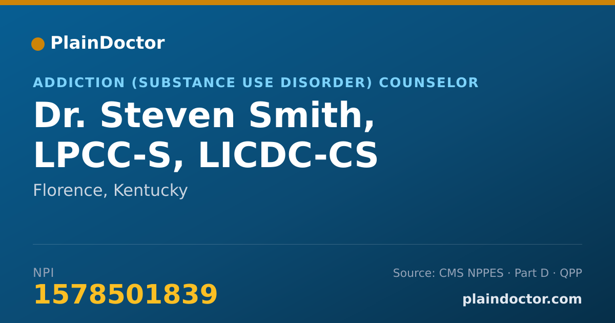 Shareable card for Steven Smith, LPCC-S, LICDC-CS - Addiction (Substance Use Disorder) Counselor, Florence, KY