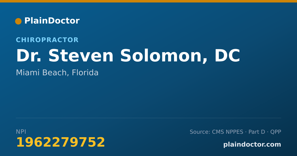 Shareable card for Steven Solomon, DC - Chiropractor, Miami Beach, FL