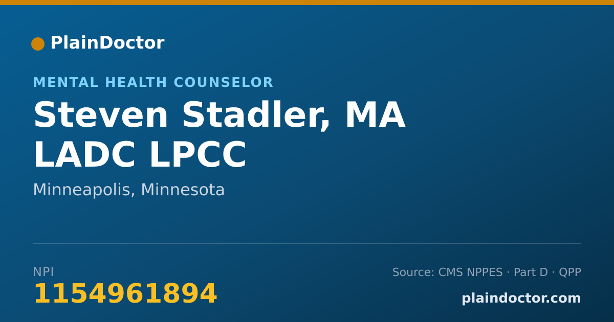 Shareable card for Steven Stadler, MA LADC LPCC - Mental Health Counselor, Minneapolis, MN