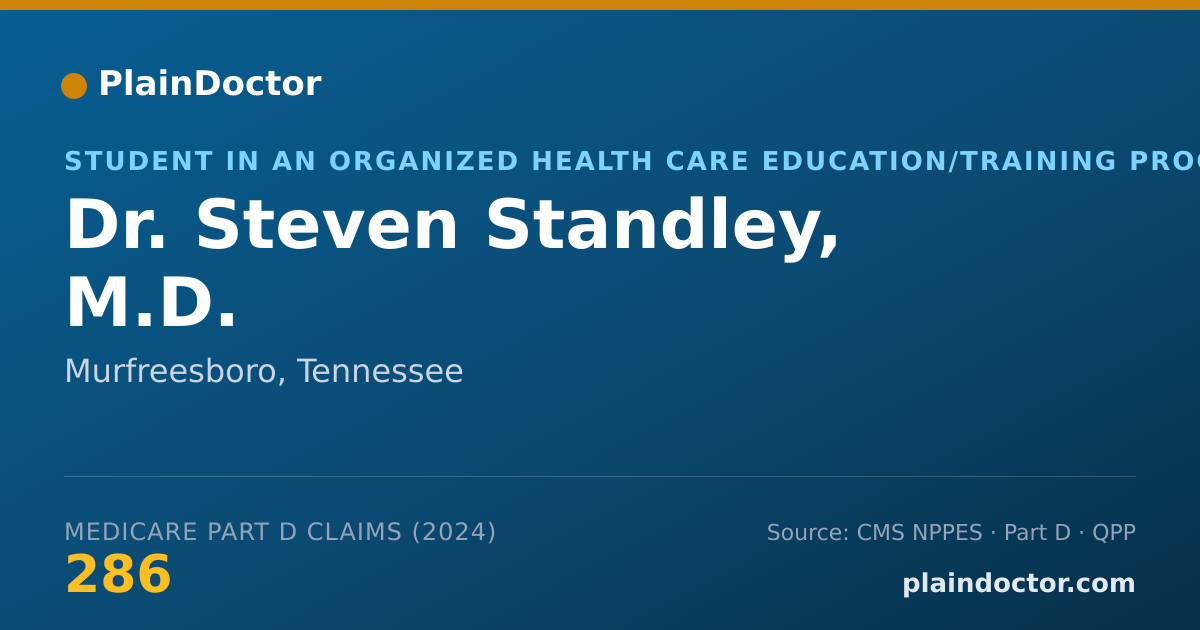 Shareable card for Steven Standley, M.D. - Student in an Organized Health Care Education/Training Program, Murfreesboro, TN