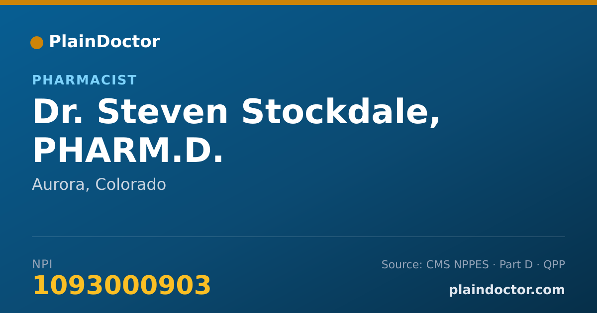 Shareable card for Steven Stockdale, PHARM.D. - Pharmacist, Aurora, CO