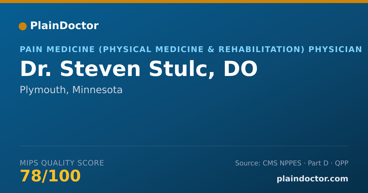 Shareable card for Steven Stulc, DO - Pain Medicine (Physical Medicine & Rehabilitation) Physician, Plymouth, MN