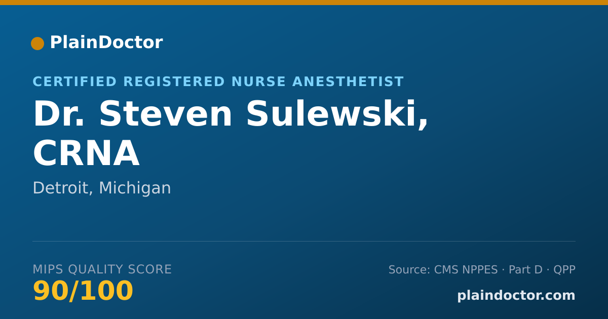 Shareable card for Steven Sulewski, CRNA - Certified Registered Nurse Anesthetist, Detroit, MI