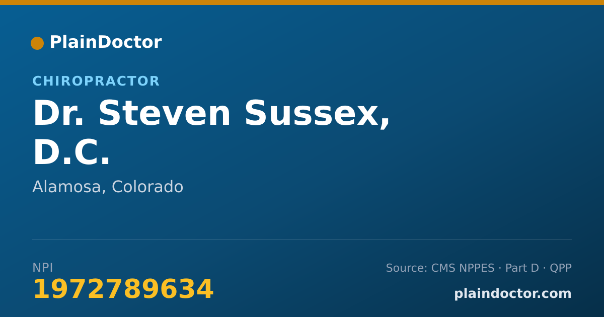 Shareable card for Steven Sussex, D.C. - Chiropractor, Alamosa, CO