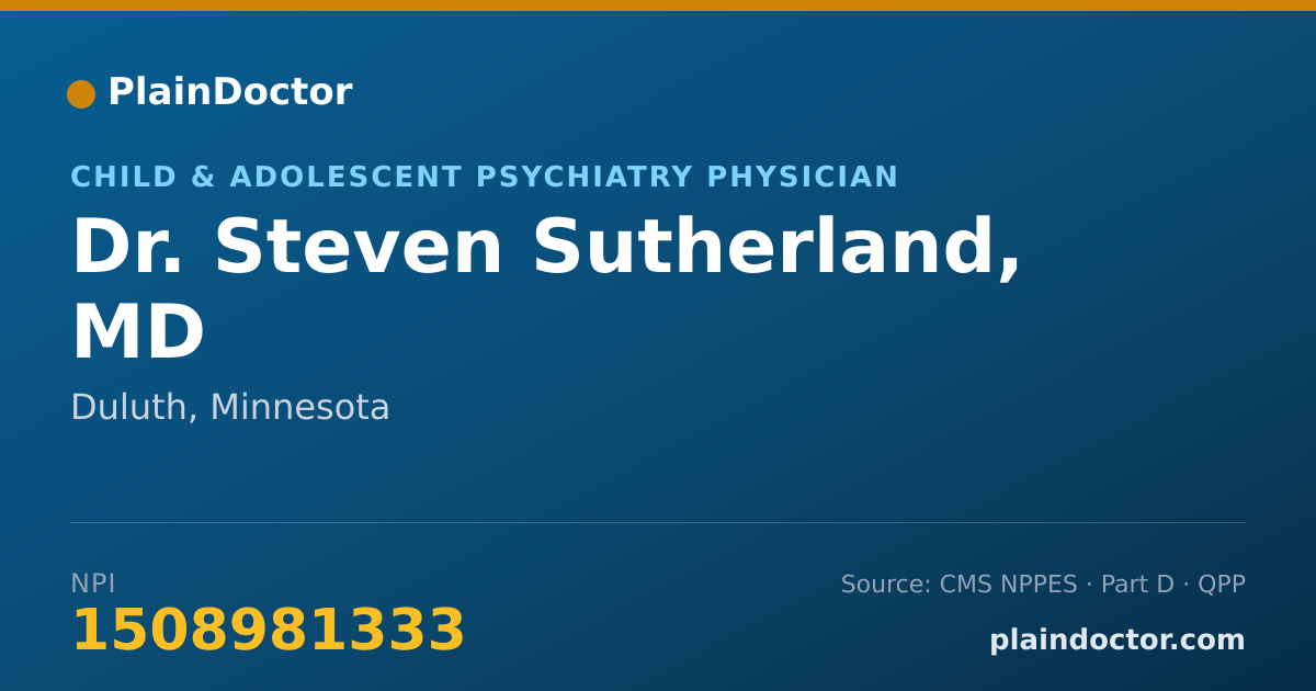 Shareable card for Steven Sutherland, MD - Child & Adolescent Psychiatry Physician, Duluth, MN