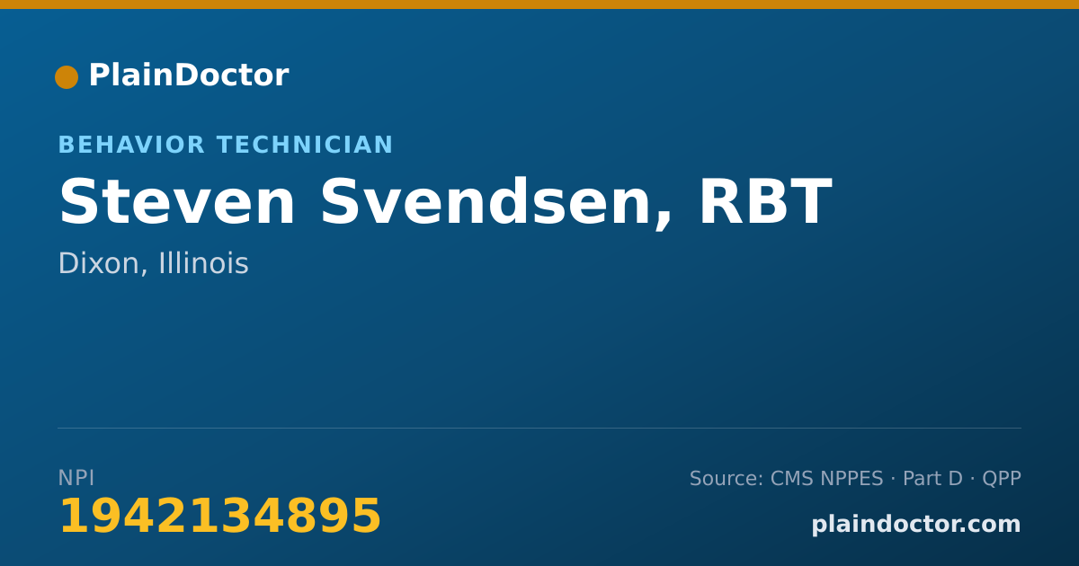 Shareable card for Steven Svendsen, RBT - Behavior Technician, Dixon, IL