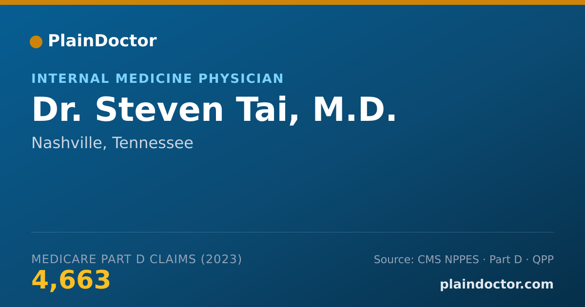 Shareable card for Steven Tai, M.D. - Internal Medicine Physician, Nashville, TN