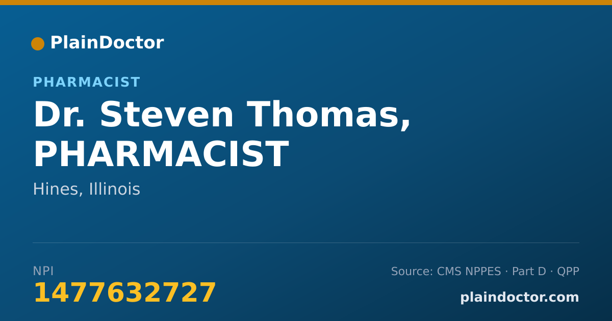 Shareable card for Steven Thomas, PHARMACIST - Pharmacist, Hines, IL