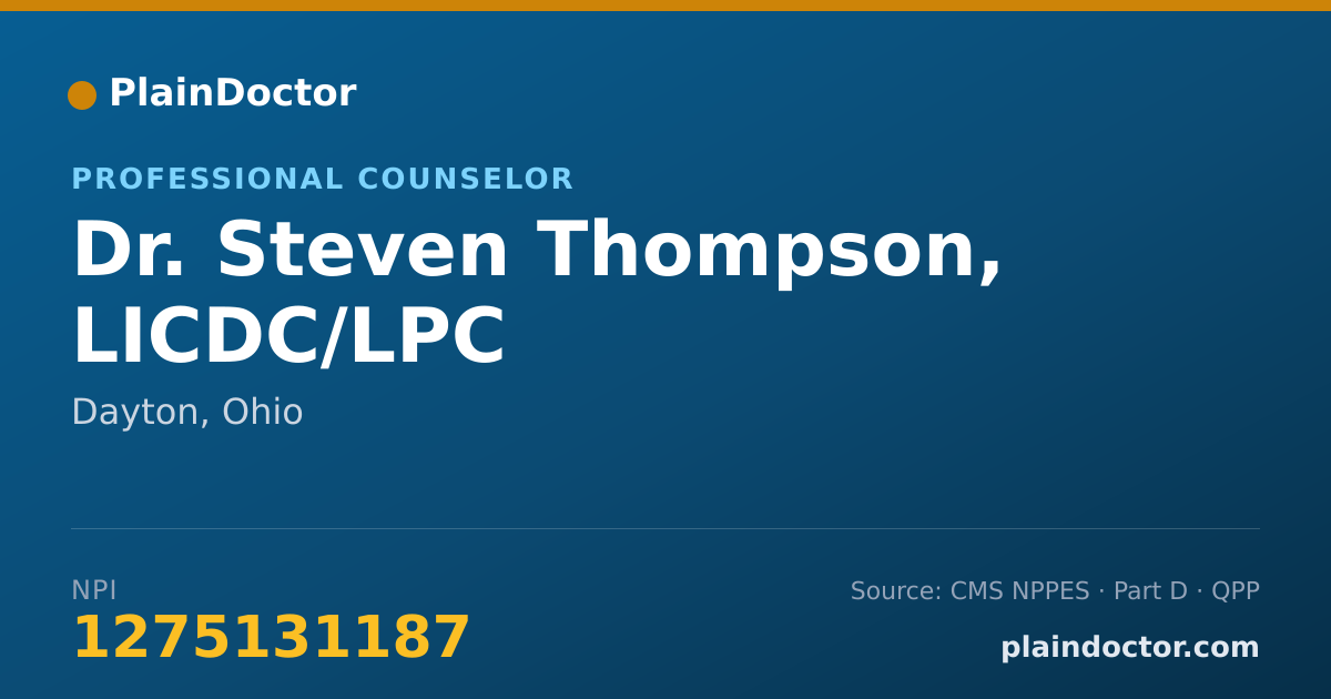 Shareable card for Steven Thompson, LICDC/LPC - Professional Counselor, Dayton, OH