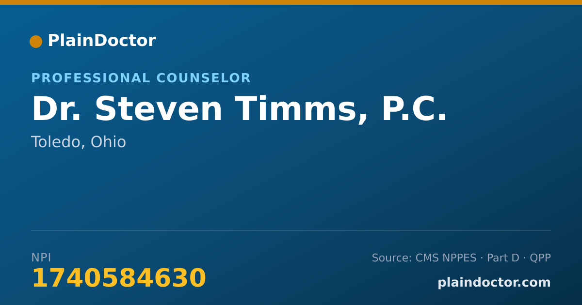 Shareable card for Steven Timms, P.C. - Professional Counselor, Toledo, OH