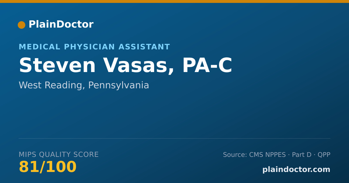 Shareable card for Steven Vasas, PA-C - Medical Physician Assistant, West Reading, PA