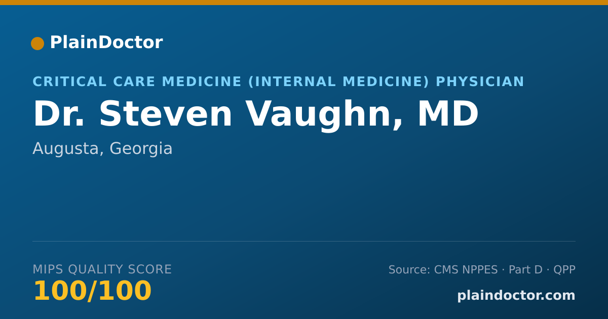 Shareable card for Steven Vaughn, MD - Critical Care Medicine (Internal Medicine) Physician, Augusta, GA