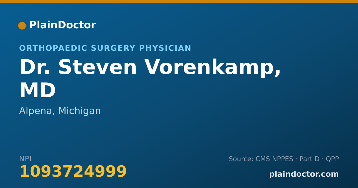 Shareable card for Steven Vorenkamp, MD - Orthopaedic Surgery Physician, Alpena, MI