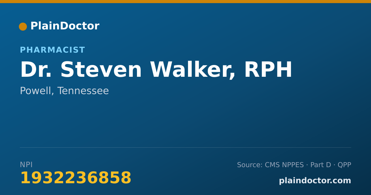 Shareable card for Steven Walker, RPH - Pharmacist, Powell, TN