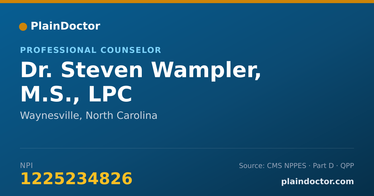 Shareable card for Steven Wampler, M.S., LPC - Professional Counselor, Waynesville, NC
