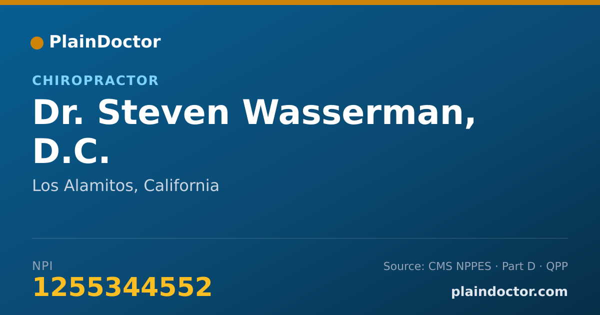 Shareable card for Steven Wasserman, D.C. - Chiropractor, Los Alamitos, CA