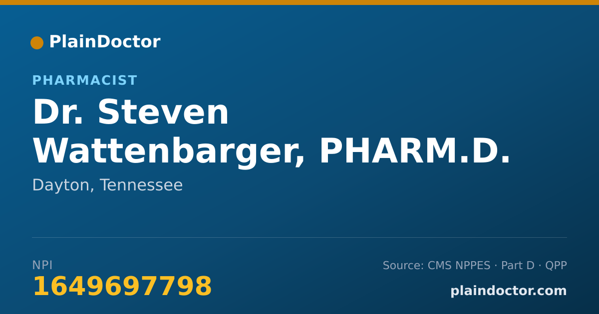 Shareable card for Steven Wattenbarger, PHARM.D. - Pharmacist, Dayton, TN