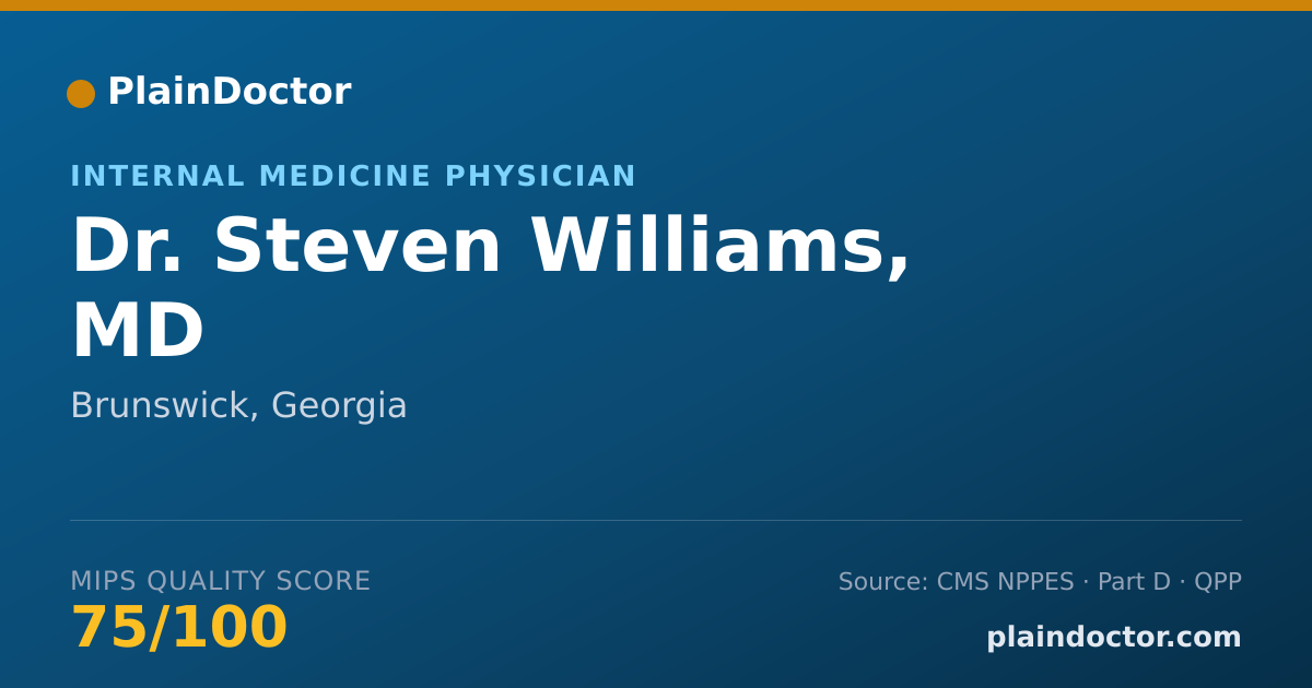 Shareable card for Steven Williams, MD - Internal Medicine Physician, Brunswick, GA