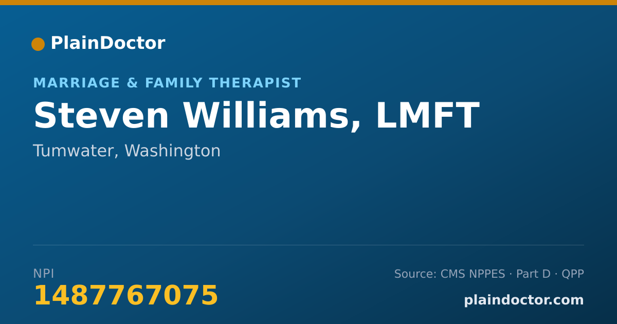 Shareable card for Steven Williams, LMFT - Marriage & Family Therapist, Tumwater, WA