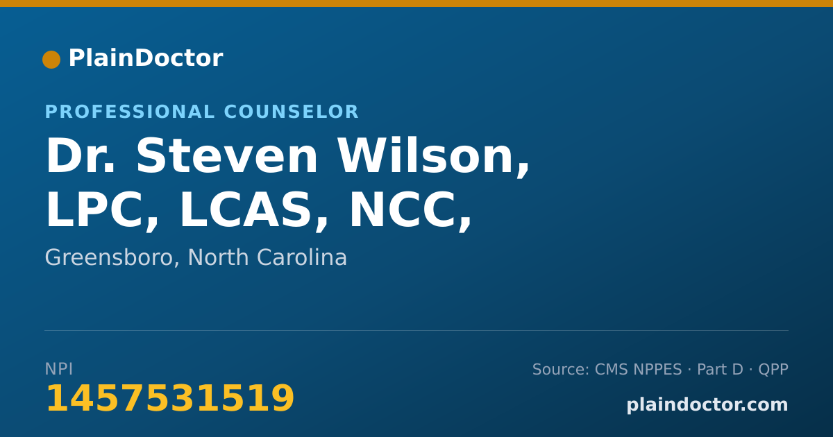 Shareable card for Steven Wilson, LPC, LCAS, NCC, - Professional Counselor, Greensboro, NC