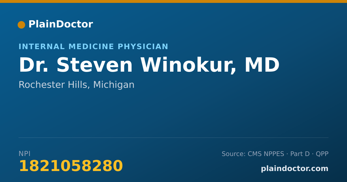 Shareable card for Steven Winokur, MD - Internal Medicine Physician, Rochester Hills, MI