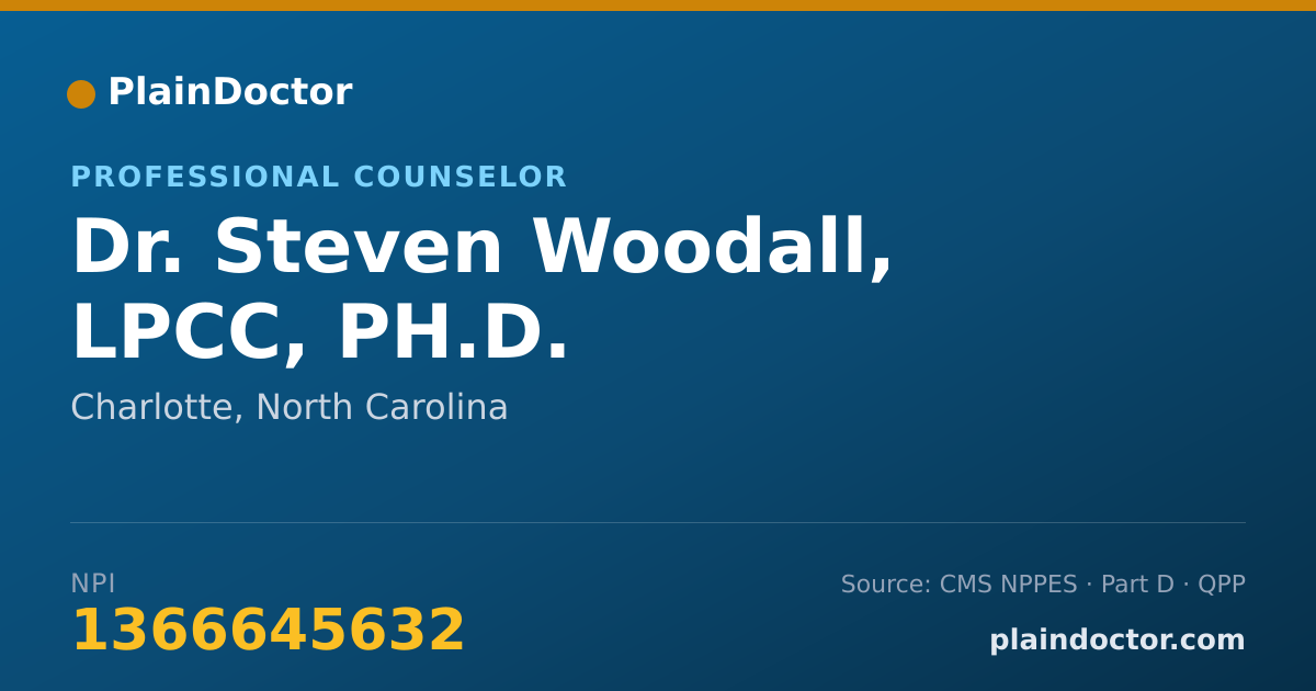 Shareable card for Steven Woodall, LPCC, PH.D. - Professional Counselor, Charlotte, NC