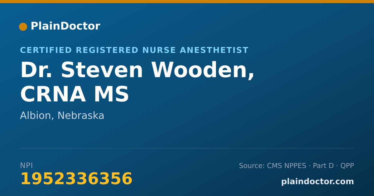 Shareable card for Steven Wooden, CRNA MS - Certified Registered Nurse Anesthetist, Albion, NE