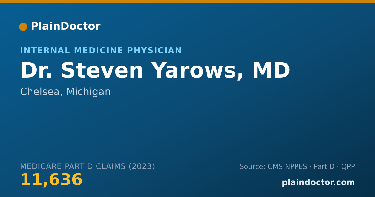 Shareable card for Steven Yarows, MD - Internal Medicine Physician, Chelsea, MI