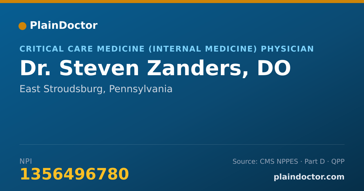 Shareable card for Steven Zanders, DO - Critical Care Medicine (Internal Medicine) Physician, East Stroudsburg, PA