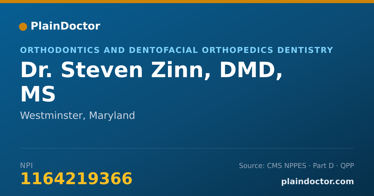 Shareable card for Steven Zinn, DMD, MS - Orthodontics and Dentofacial Orthopedics Dentistry, Westminster, MD