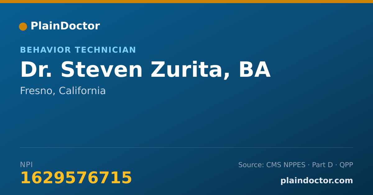 Shareable card for Steven Zurita, BA - Behavior Technician, Fresno, CA