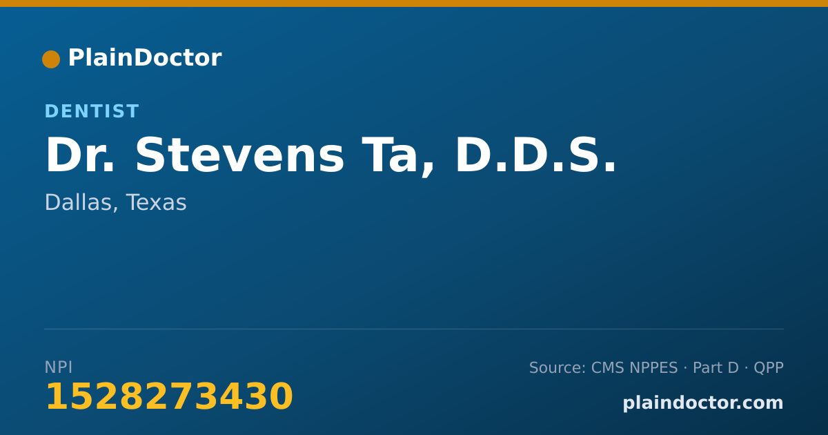 Shareable card for Stevens Ta, D.D.S. - Dentist, Dallas, TX