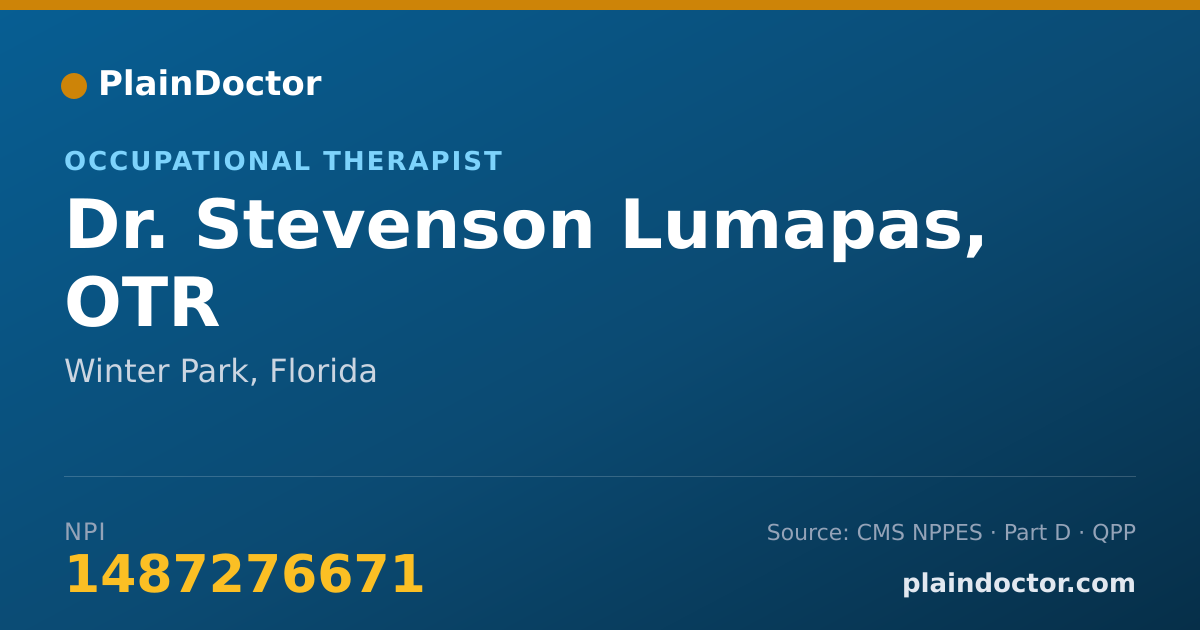 Shareable card for Stevenson Lumapas, OTR - Occupational Therapist, Winter Park, FL