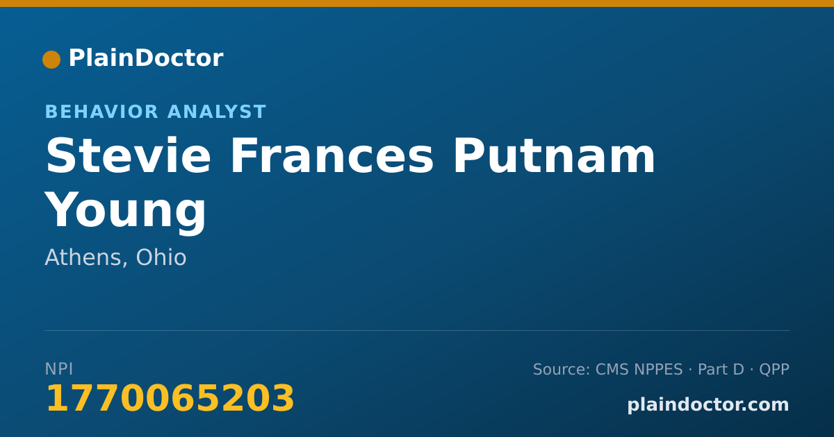 Shareable card for Stevie Frances Putnam Young - Behavior Analyst, Athens, OH