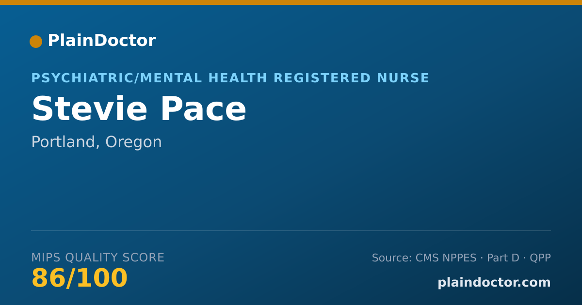 Shareable card for Stevie Pace - Psychiatric/Mental Health Registered Nurse, Portland, OR