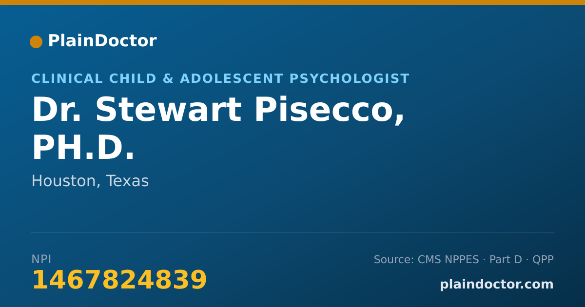 Shareable card for Stewart Pisecco, PH.D. - Clinical Child & Adolescent Psychologist, Houston, TX