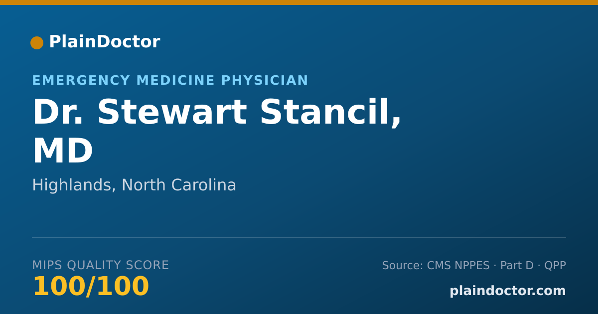Shareable card for Stewart Stancil, MD - Emergency Medicine Physician, Highlands, NC