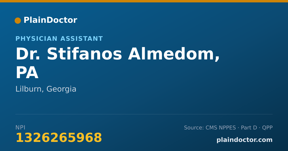 Shareable card for Stifanos Almedom, PA - Physician Assistant, Lilburn, GA