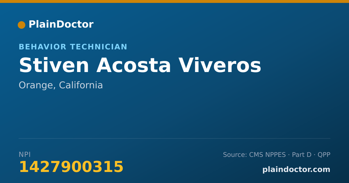 Shareable card for Stiven Acosta Viveros - Behavior Technician, Orange, CA
