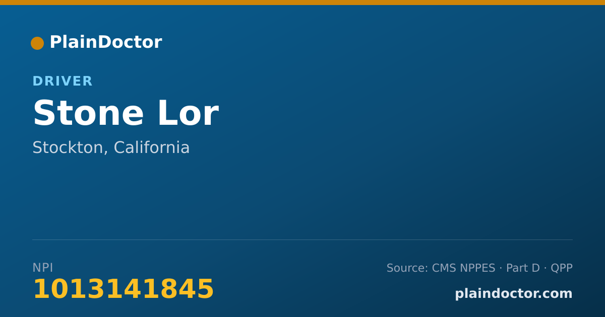 Shareable card for Stone Lor - Driver, Stockton, CA