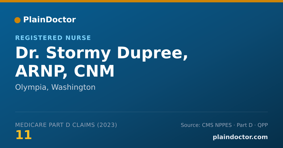 Shareable card for Stormy Dupree, ARNP, CNM - Registered Nurse, Olympia, WA